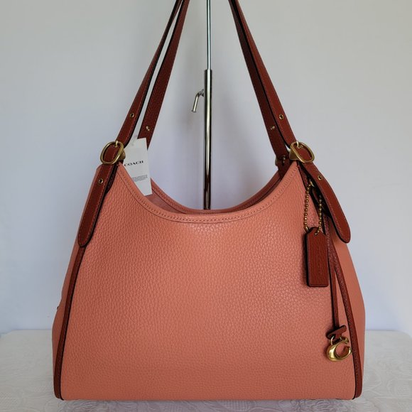 COACH Lori Soft Pebble Leather Colorblock Shoulder Bag- Light Coral Multi🎈⭐ - Picture 4 of 16